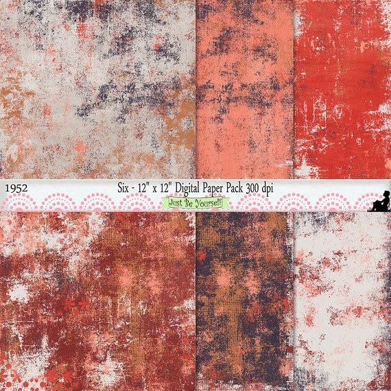 12 x 12 inch Shabby Red Purple Orange Scrapbook Background Papers Instant Download Set of 6 Digital Cardstock JPEG Commercial Use 1952