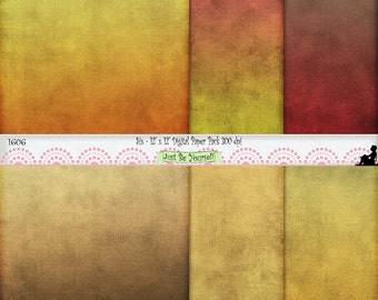 12 x 12" Grungy Ombre Earthtones Digital Scrapbook Paper Instant Download Set of 6 Designs JPEG Gold Red Brown Commercial Use 1606