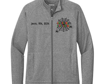 Custom Spooky Nurse Jacket Straight Text Spiderweb
