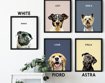 Haustierportrait personalisiert. Haustier-Hund-Wandkunst, DIGITALER DOWNLOAD zum Ausdrucken auf Poster oder Leinwand als Geschenk.