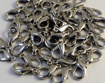 50 Dark Silver Plated Lobster Clasps, 16mmx8mm, Wholesale Beading Supplies #7
