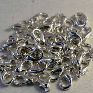 50 Bright Silver Plated Lobster Clasps, 16mmx8mm, Wholesale Beading Supplies #8