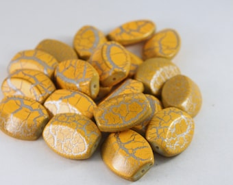 Amarillo-naranja y plata Crackle acrílico granos ovales, mezcla de grano por mayor
