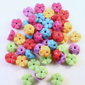 Colorful Acrylic Bead Mix, Opaque Multicolored, 6x12mm Interlocking Rounds, Wholesale Loose Beads, Kids Crafts image 1