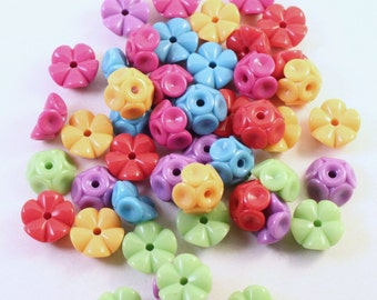 Colorful Acrylic Bead Mix, Opaque Multicolored, 6x12mm Interlocking Rounds, Wholesale Loose Beads, Kids Crafts