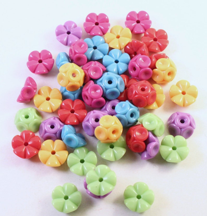 Colorful Acrylic Bead Mix, Opaque Multicolored, 6x12mm Interlocking Rounds, Wholesale Loose Beads, Kids Crafts image 1