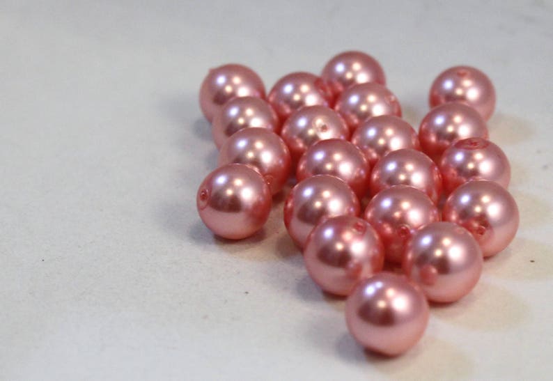 Pink Round Glass Pearl Beads, 12mm Round, Wholesale Bead Lots image 3