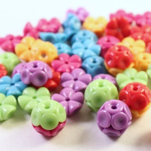 Colorful Acrylic Bead Mix, Opaque Multicolored, 6x12mm Interlocking Rounds, Wholesale Loose Beads, Kids Crafts image 3