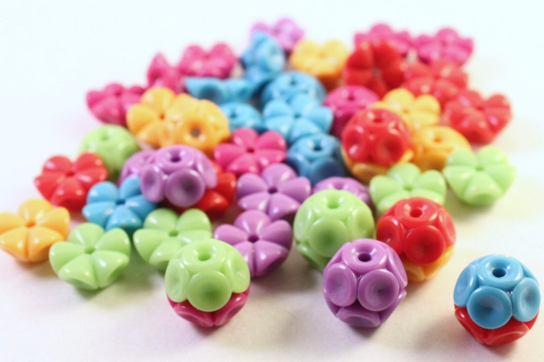 Colorful Acrylic Bead Mix, Opaque Multicolored, 6x12mm Interlocking Rounds, Wholesale Loose Beads, Kids Crafts image 3