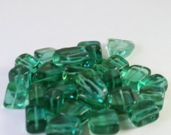 Teal Green Glass Beads, Medium Tumbled Nugget, Loose Beads, Wholesale