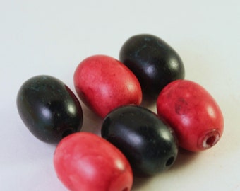 Red and Dark Green Large Acrylic Oval Beads, Wholesale Bead Lots