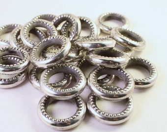 Sliver Plated CCB Acrylic Textured Rings, 25mm with 15mm Hole, Wholesale Beads