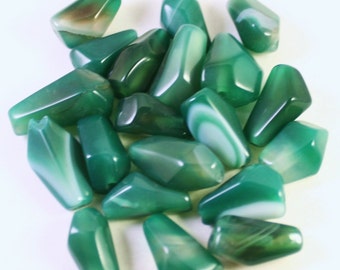 Genuine Dyed Green Agate Beads, Funky Geometrical Faceted Nugget, Wholesale Loose Beads