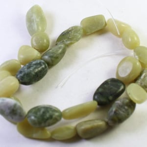 Natural Olive Jade Small Nugget, Semi-Precious Stone Beads, Wholesale Bead Strands