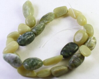 Natural Olive Jade Small Nugget, Semi-Precious Stone Beads, Wholesale Bead Strands