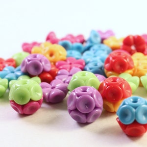 Colorful Acrylic Bead Mix, Opaque Multicolored, 6x12mm Interlocking Rounds, Wholesale Loose Beads, Kids Crafts image 2