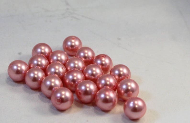 Pink Round Glass Pearl Beads, 12mm Round, Wholesale Bead Lots image 1