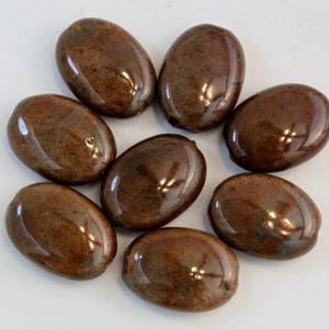 Glazed Honey Brown Porcelain Puffed Oval Beads, 30mm, 8 pieces image 2