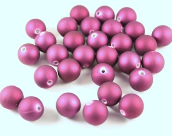Dark Purple Rubberized Acrylic Beads, 14mm round, 30 pieces