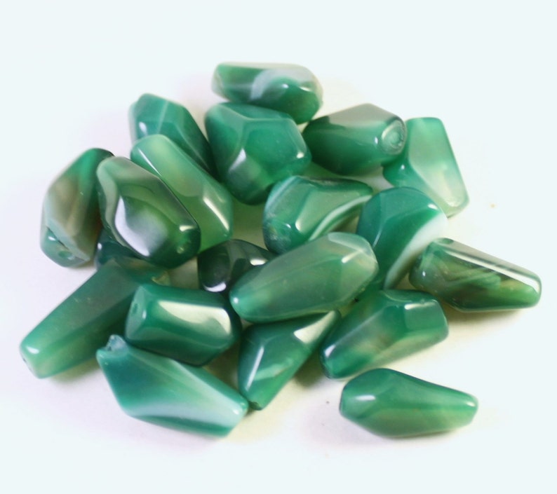 Genuine Dyed Green Agate Beads, Funky Geometrical Faceted Nugget, Wholesale Loose Beads image 3