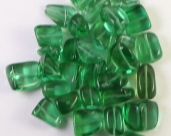 Bright Kelly Green Glass Beads, Medium Tumbled Nugget, Loose Beads, Wholesale