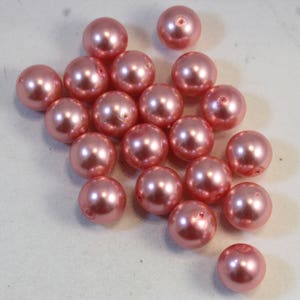 Pink Round Glass Pearl Beads, 12mm Round, Wholesale Bead Lots image 2