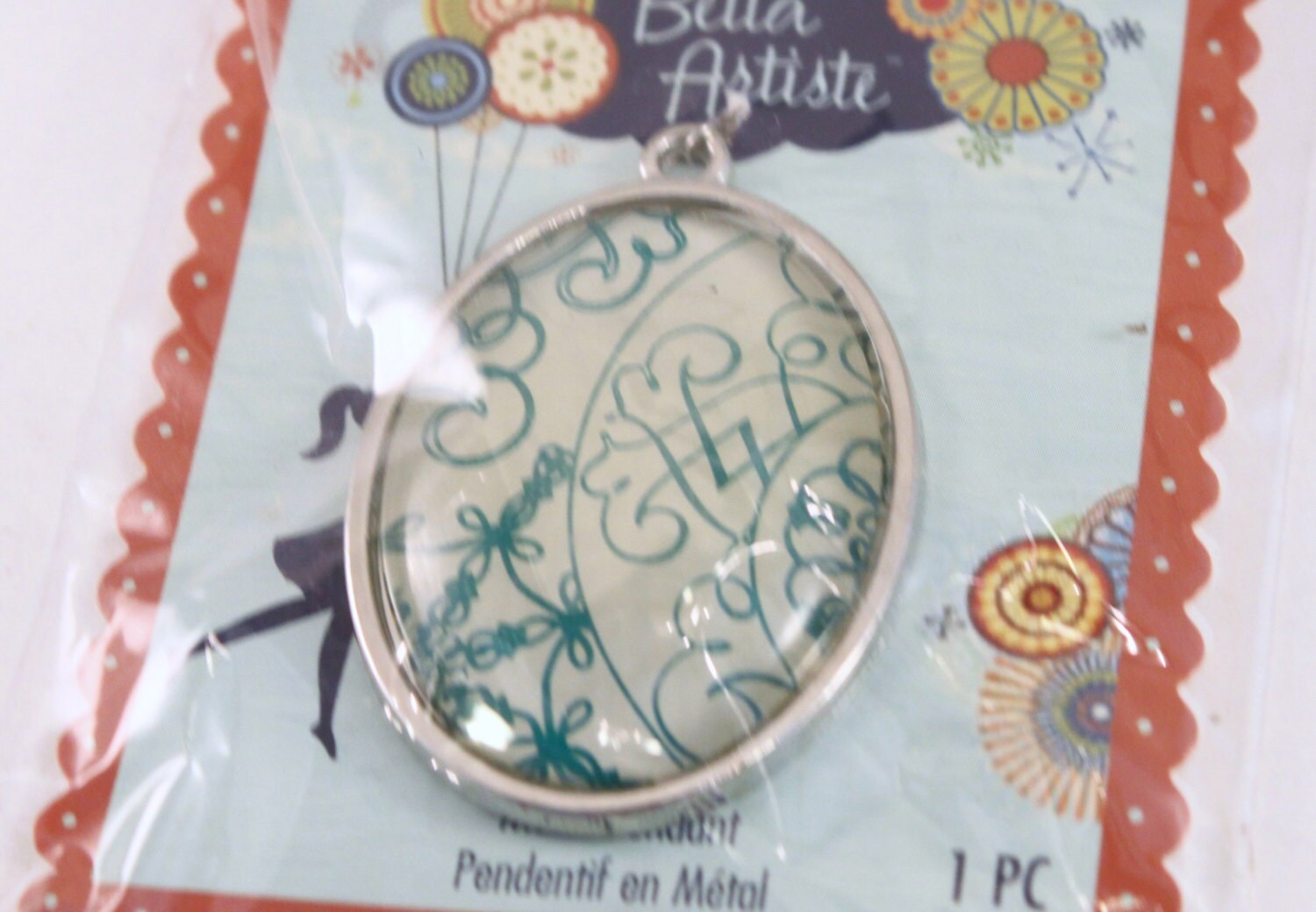 Large Resin and Silverplated Pewter Pendant, Three Different Styles