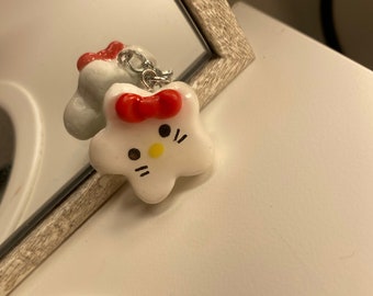 Cute hello kitty star charm, kawaii hello kitty handmade polymer star charm progress keeper star keychain cute gift for her & him.