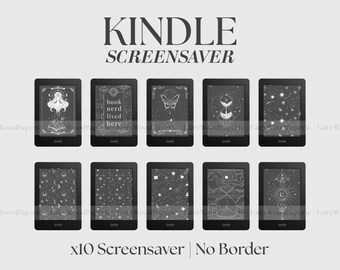 Pacchetto salvaschermo Kindle Aesthetic Celestial per gli amanti dei libri. Versione scura della schermata di blocco Kindle.