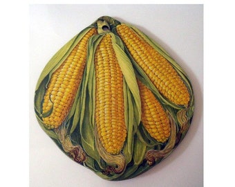 Vintage Kitchen Melamine Serving Board w/Corn Motif