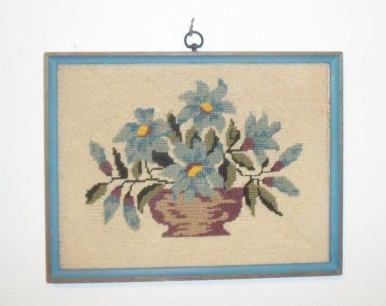 Vintage Needlepoint Wall Hanging Basket of Flowers Etsy 日本