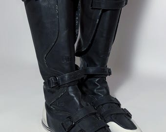 靴 black boots opium archive Archive Avant Garde Opium Black Full Zip Heel Leather Boots