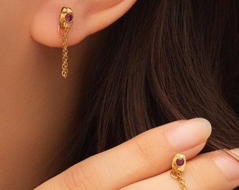 Personalized Birthstone Stud Earrings • 14K Gold, Sterling Silver