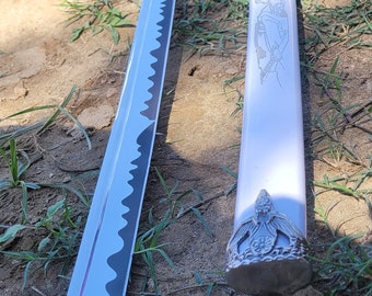 Custom Hand Made J2 High Carbon Steel Ninja Katana,Full Tang Ninja Saya White Katana,Samurai Sword,Japanese Sword,Battlefield Sword