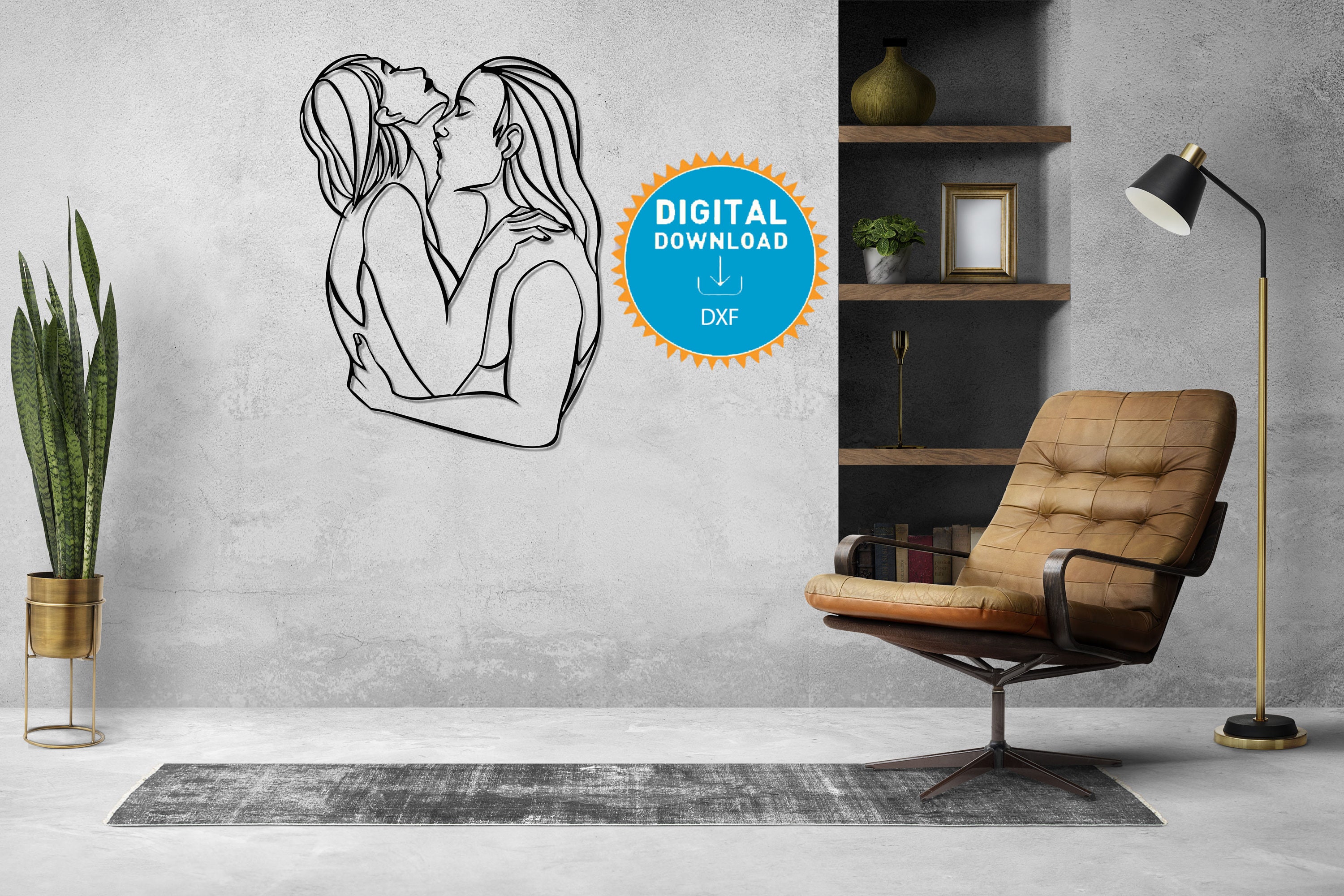 Lesbians Kissing CNC Laser Plasma, Laser Cut Dxf Files, CNC Template