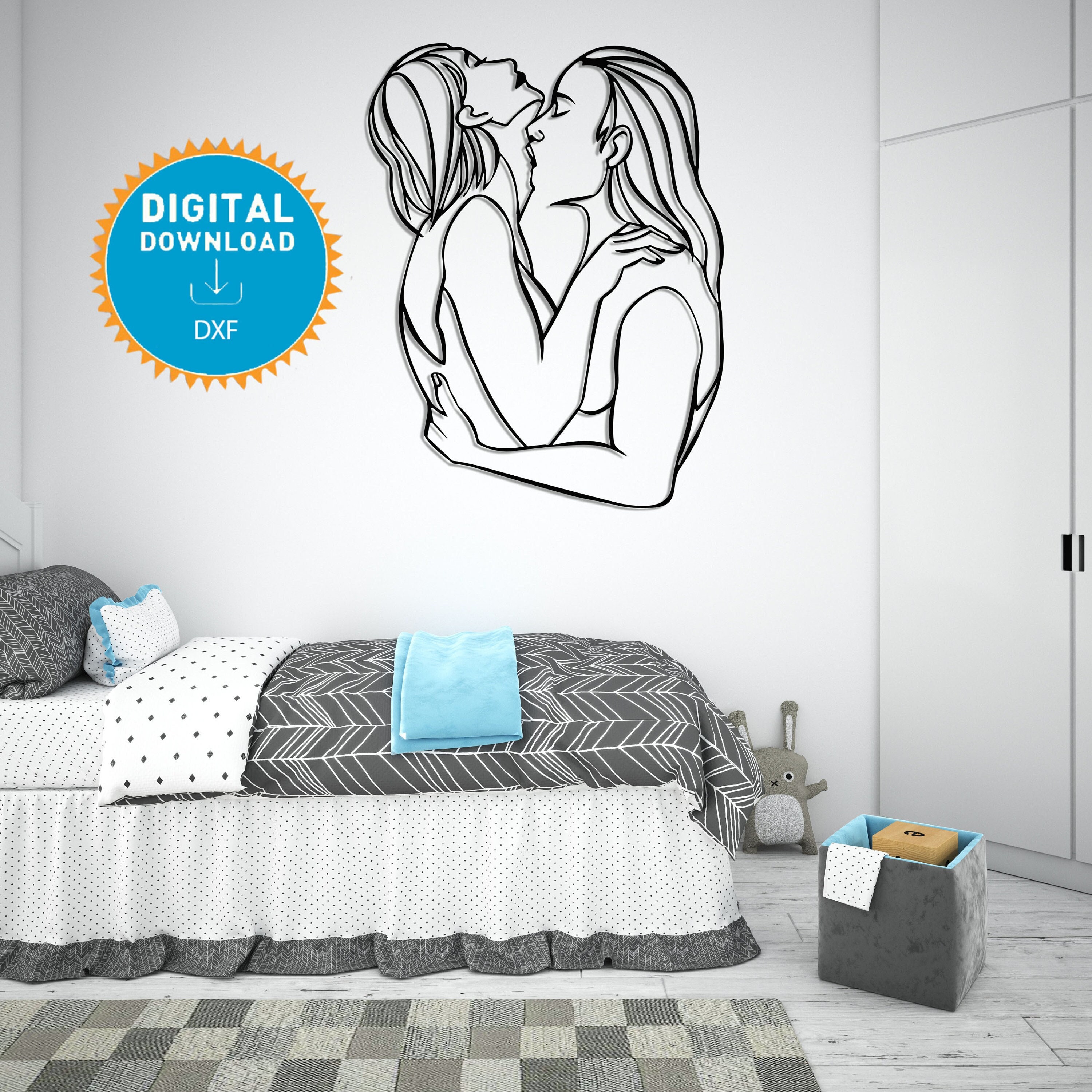 Lesbians Kissing CNC Laser Plasma, Laser Cut Dxf Files, CNC Template