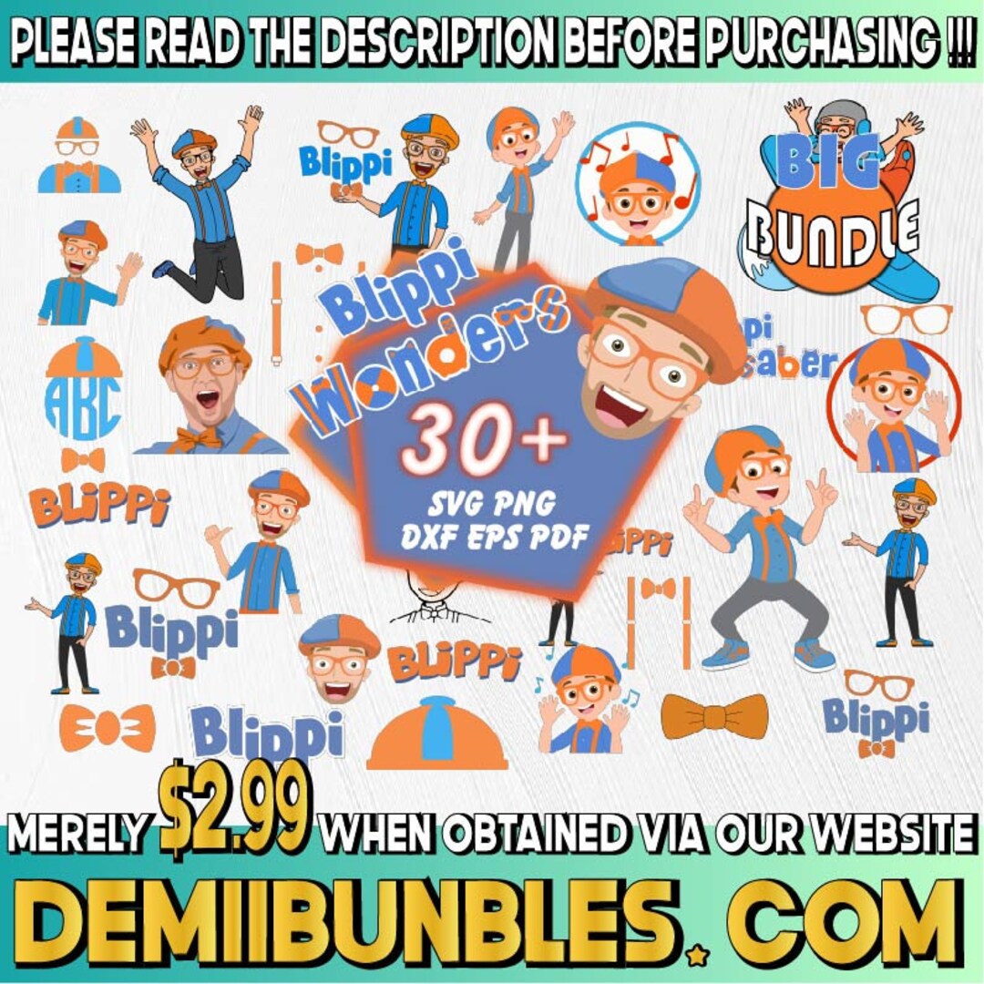 Blippi SVG Bundle, Happy Birthday Blippi Svg, Blippi Sublimation Design ...