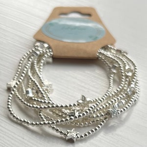 3 Strand Silver Star Stacking Bracelet