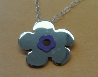 Sterling Silver Flower with a Colorful Center