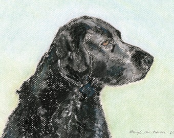 Black Lab Pastel Print, Lab lovers gift, dog lovers present, pastel print, pet portrait, dog drawing