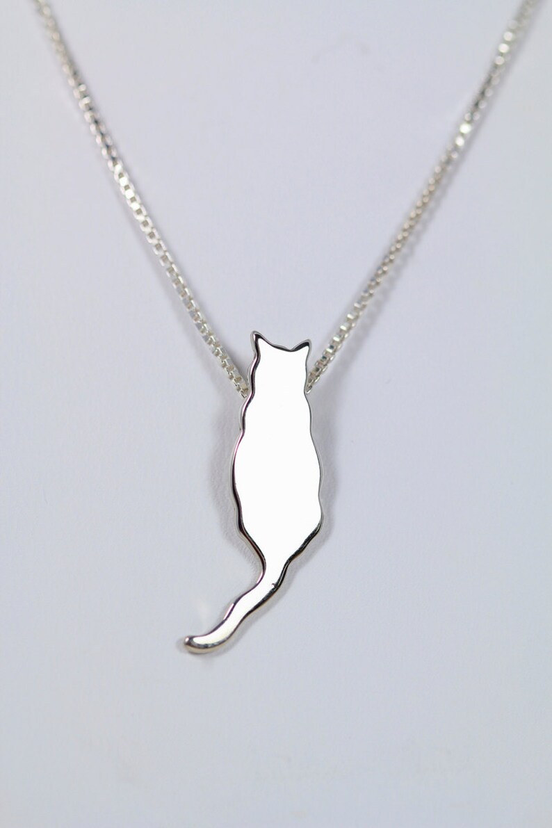 Sterling Silver Cat Elegant Silhouette image 1