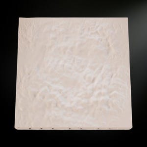 May include: A square, off-white textured surface with a slightly uneven appearance. The surface has a subtle, cloud-like pattern and is set against a dark background. The edges of the square are clean and defined.