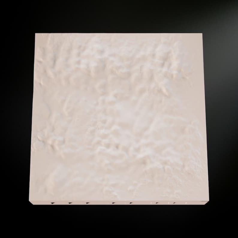 May include: A square, off-white canvas with a textured, cloud-like surface. The canvas is set against a black background, highlighting the subtle variations in the surface. The edges of the canvas are visible, showing a series of small, evenly spaced holes.