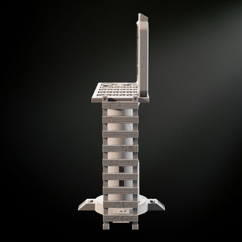 May include: A gray concrete drainage grate with a hinged cover. The cover is open and the grate is raised on a series of concrete steps.