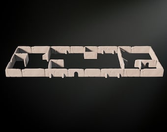 Sci-Fi Desert Walls Set STL | Modular Futuristic Wall Pack | 3D Printable Terrain for Wargames, Dioramas & Tabletop Scenery | 28mm Scale
