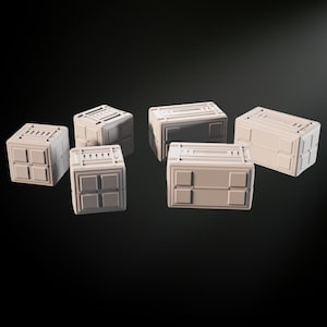 Sci-Fi Box Set STL | 2 Futuristic Boxes | 3D Printable Scatter Terrain for Wargames, Dioramas & Tabletop Scenery | 28mm Scale