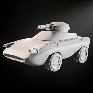 Sci-Fi Car STL File: 3D Printable Wargame Terrain with Turret