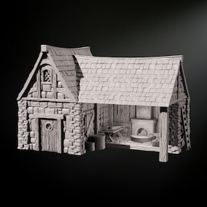 Blacksmith Workshop STL Files: 3D Printable Medieval Terrain for 28mm RPG