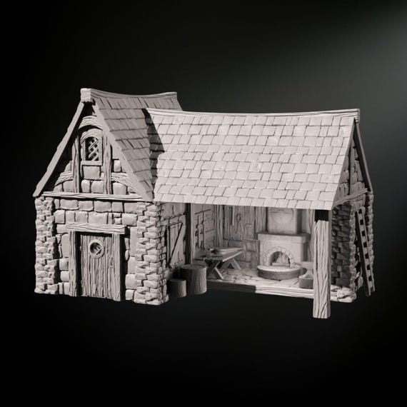 Blacksmith Workshop STL Files: 3D Printable Medieval Terrain for 28mm RPG
