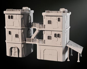 Sci-Fi Suburb Building STL | Modular Multi-Floor Futuristic Building | 3D Printable Terrain for Wargames & Dioramas | 28mm Scale